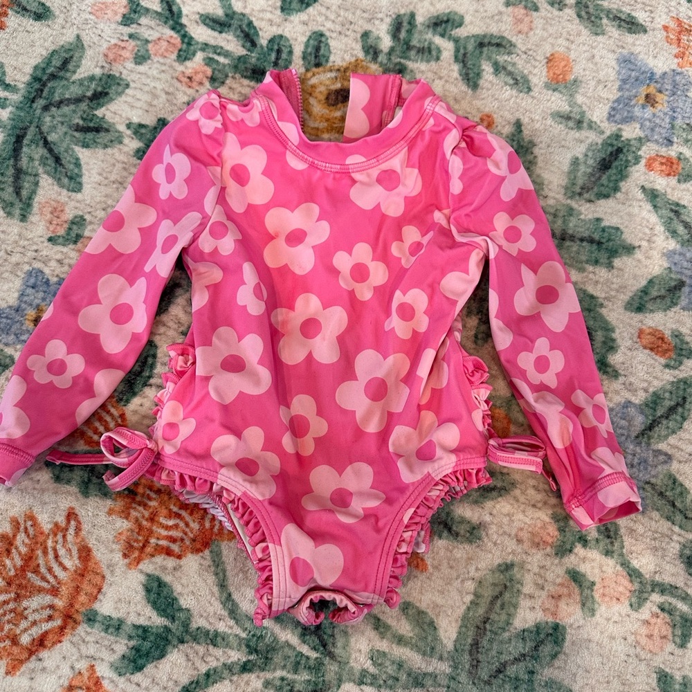 Quince Pink Floral Kids Rashguard